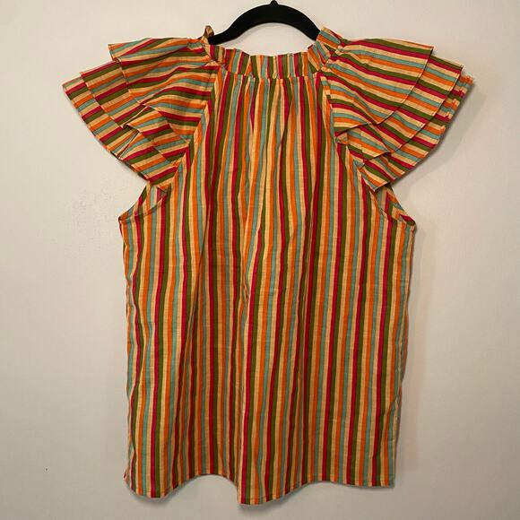 Olivia James The Label Women's size Small Multicolor Strawberry Stripe Blouse - Picture 7 of 10